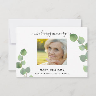 Carte De Remerciements Sympathie eucalyptus verdure photo blanche
