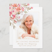 Carte De Remerciements Sympathie Fleurs Élégantes Roses Roses Blush Photo (Devant / Derrière)