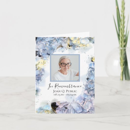 Carte De Remerciements Sympathie funéraire Blue Hydrangea Flower (Devant)