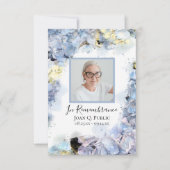 Carte De Remerciements Sympathie funéraire Blue Hydrangea Flower (Devant)