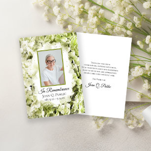 Carte De Remerciements Sympathie funéraire de la fleur d'Hydrangea verte