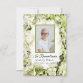 Carte De Remerciements Sympathie funéraire de la fleur d'Hydrangea verte (Devant)