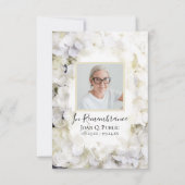 Carte De Remerciements Sympathie funéraire de la Fleur d'Hydrangée Blanch (Devant)