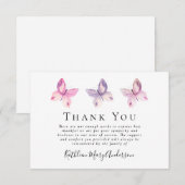 Carte De Remerciements Sympathie funéraire des papillons (Devant / Derrière)