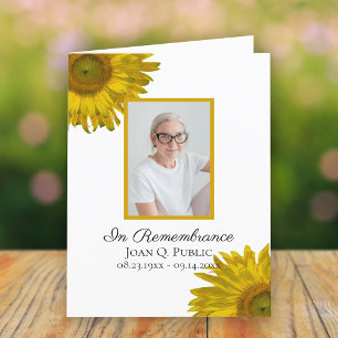 Carte De Remerciements Sympathie funéraire des tournesols jaunes