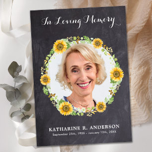 Carte De Remerciements Sympathie funéraire du Mémorial de tournesol rusti