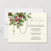 Carte De Remerciements Sympathie funéraire du Rosaire de Noël catholique (Devant)