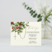 Carte De Remerciements Sympathie funéraire du Rosaire de Noël catholique (Debout devant)
