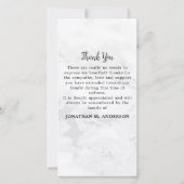 Carte De Remerciements Sympathie funéraire en marbre simple (Dos)