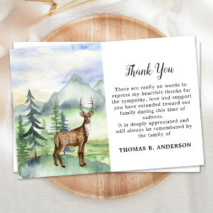 Carte De Remerciements Sympathie funéraire Memorial Deer Woodland