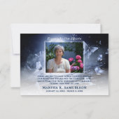 Carte De Remerciements Sympathie funéraire Minuit Bleu Papillon PHOTO (Dos)