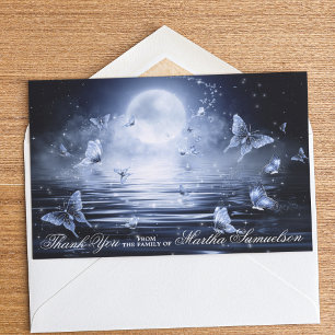 Carte De Remerciements Sympathie funéraire Minuit Bleu Papillon PHOTO