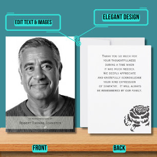 Carte De Remerciements Sympathie funéraire moderne