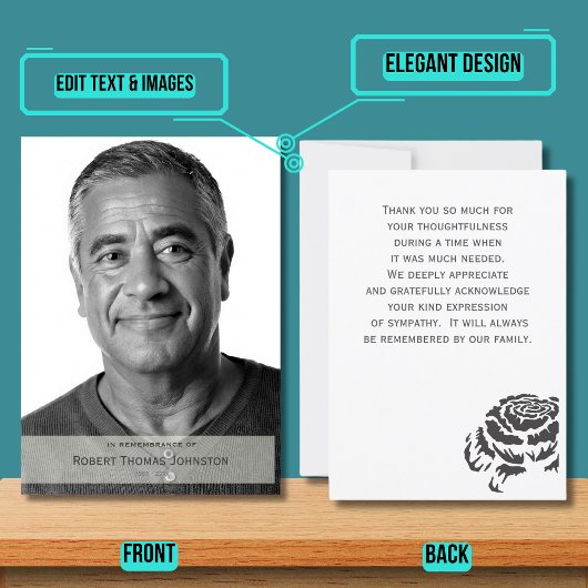 Carte De Remerciements Sympathie funéraire moderne