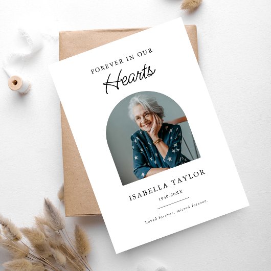 Carte De Remerciements Sympathie funéraire pour toujours dans nos coeurs 