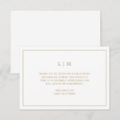 Carte De Remerciements Sympathie funéraire simple en or et en blanc (Devant / Derrière)