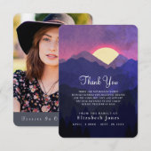 Carte De Remerciements Sympathie Mémoire Sunset Mountain (Devant / Derrière)