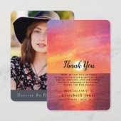Carte De Remerciements Sympathie Mémoire Sunset Ocean (Devant / Derrière)