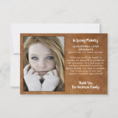 Carte De Remerciements Sympathie Moderne En Cuir En Mémoire Photo Funérai (Devant)