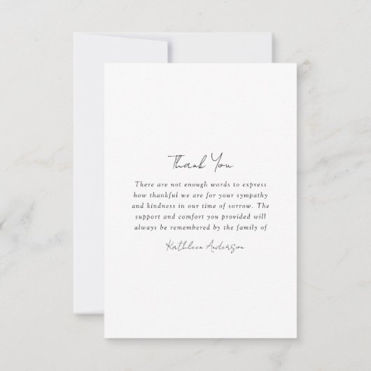 Carte De Remerciements Sympathie photo Eucalyptus funérailles (Dos)