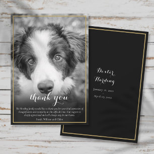 Carte De Remerciements Sympathie pour la perte d'un animal Photo en noir 