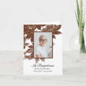 Carte De Remerciements Sympathie pour le mémorial funéraire de Brown Fall (Devant)