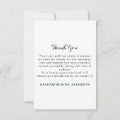 Carte De Remerciements Sympathie pour les funérailles commémoratives de t (Dos)