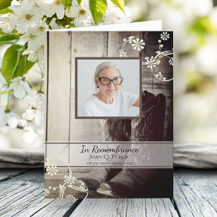 Carte De Remerciements Sympathie pour les funérailles des bottes de cowbo