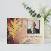 Carte De Remerciements Sympathie pour les funérailles des feuilles d'auto (Debout devant)