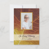 Carte De Remerciements Sympathie pour les funérailles des feuilles d'auto (Devant)