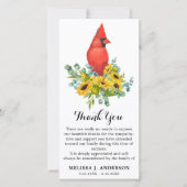 Carte De Remerciements Sympathie pour les funérailles du cardinal Sunflow (Devant)