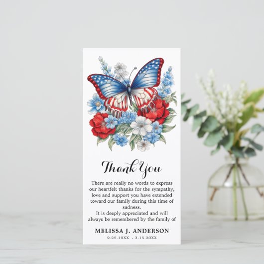 Carte De Remerciements Sympathie pour les funérailles patriotiques papill (Debout devant)