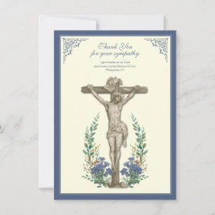 Carte De Remerciements Sympathie religieuse Condolence Jésus sur la croix