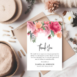 Carte De Remerciements Sympathie rose Gold Photo