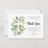 Carte De Remerciements Sympathie Verdure Croix Funérailles (Devant)