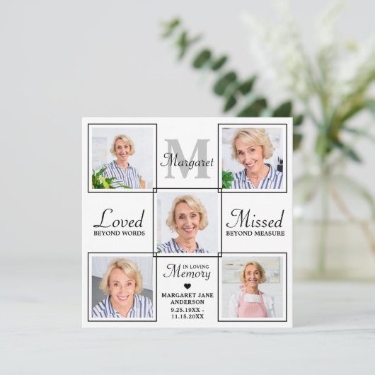 Carte De Remerciements Sympathy Elegant Photo Collage Funérailles commémo (Debout devant)