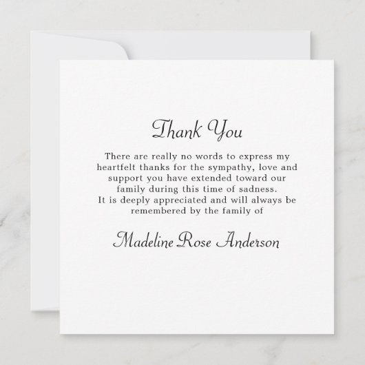 Carte De Remerciements Sympathy Elegant Photo Collage Funérailles commémo (Dos)