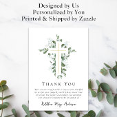 Carte De Remerciements Sympathy Eucalyptus Cross Funérailles