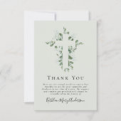 Carte De Remerciements Sympathy Eucalyptus Cross Funérailles (Devant)