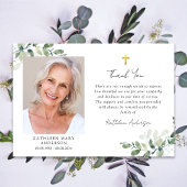 Carte De Remerciements Sympathy Eucalyptus Cross Photo Funérailles