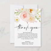 Carte De Remerciements Sympathy Funeral Memorial Floral (Devant)