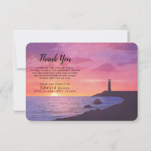 Carte De Remerciements Sympathy Memory Sunset Lighthouse