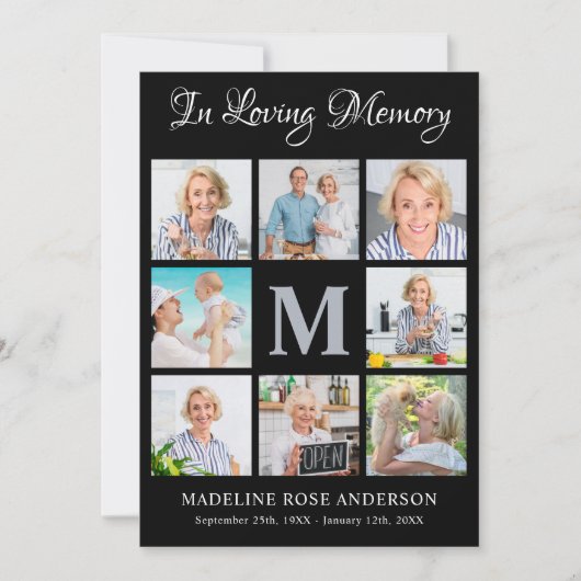 Carte De Remerciements Sympathy Modern Memorial 8 Photo Collage Funéraill (Devant)