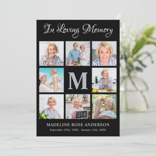Carte De Remerciements Sympathy Modern Memorial 8 Photo Collage Funéraill (Debout devant)