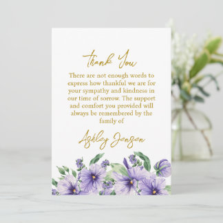 Carte De Remerciements Sympathy Pansy Funeral Thank You Card