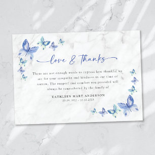 Carte De Remerciements Sympathy Papillons funéraires