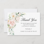 Carte De Remerciements Sympathy rose Floral funéraire (Devant)