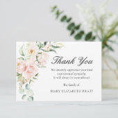 Carte De Remerciements Sympathy rose Floral funéraire (Debout devant)