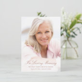 Carte De Remerciements Sympathy Simple Gold Script Photo Funérailles (Debout devant)