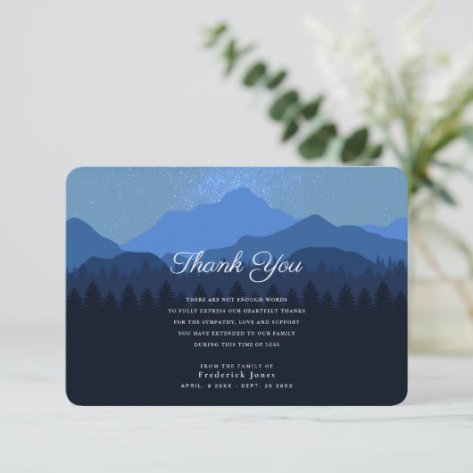 Carte De Remerciements Sympathy Starry Mountain Night (Debout devant)